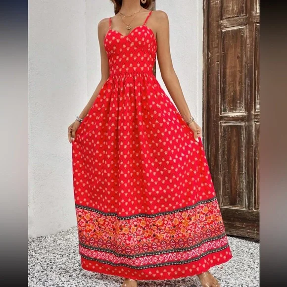 Boho floral print cami maxi dress - Picture 6 of 8